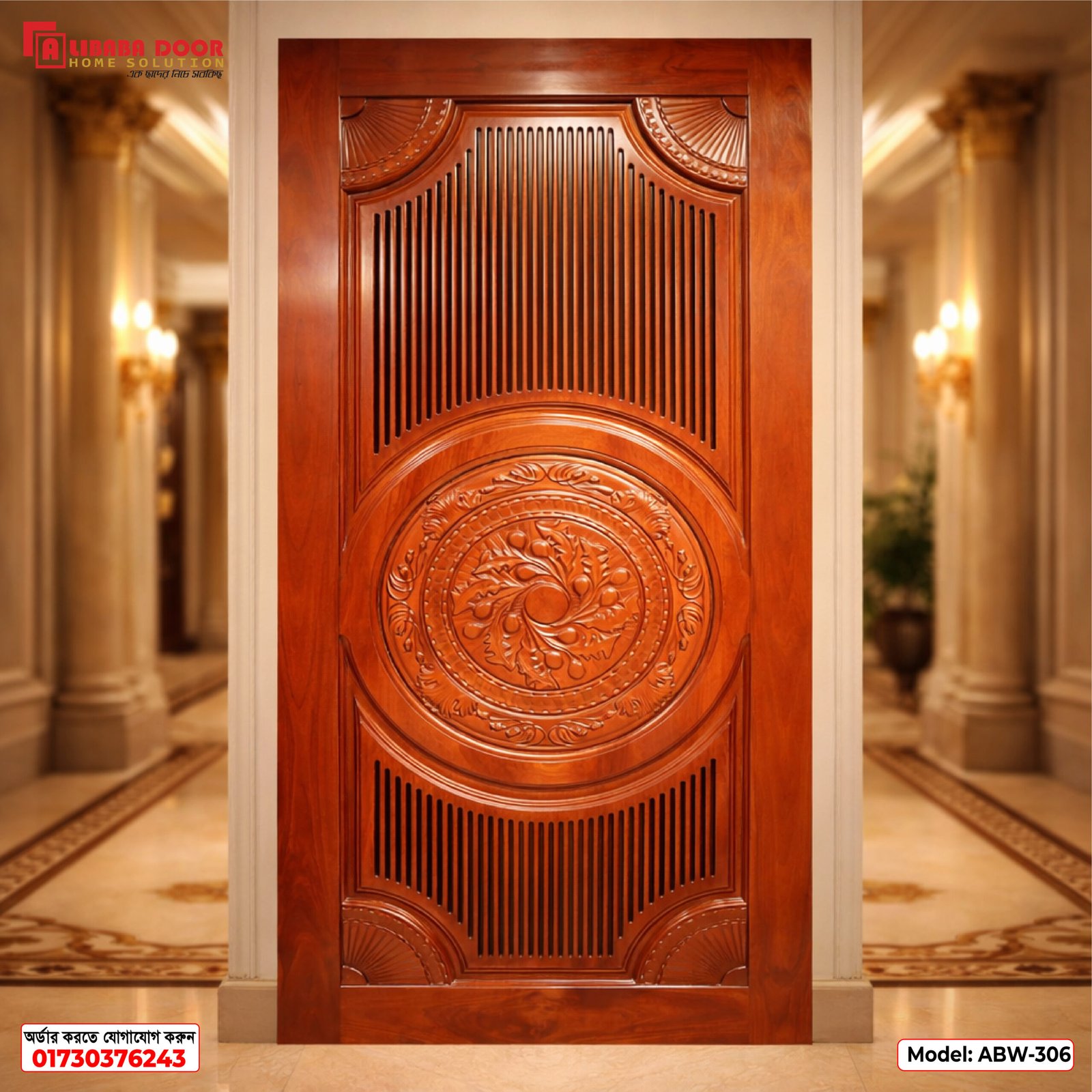 Wooden Door AI-15 Premium Luxury Wooden Door ABW-306 | Burma Teak, Chittagong Teak & Mahogany - Image 1