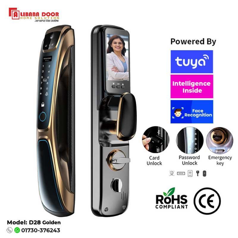 D28-Golden-1 Smart Security Door Lock - D28 Golden - Image 1