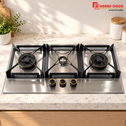 Alibaba 3 Burner Gas Stove Model 8602 with Stainless Steel Top and Gold-Tone Burners
