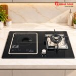 Alibaba Hybrid Gas and Induction Cooktop Model 928B2 with Black Glass Top and Touch Controls