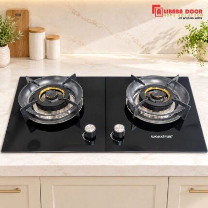 Alibaba 2 Burner Gas Stove Model 668B2 with Premium Black Glass Top