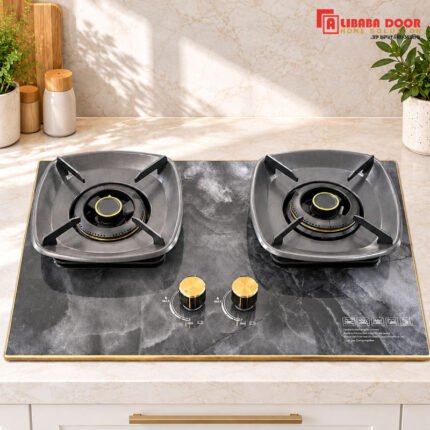 Alibaba 2 Burner Gas Stove Model 7323 with Dark Marble Pattern Top